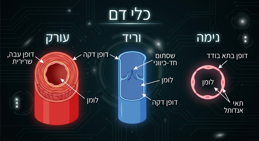 כלי דם — עורק, וריד ונימה בחתך רוחב